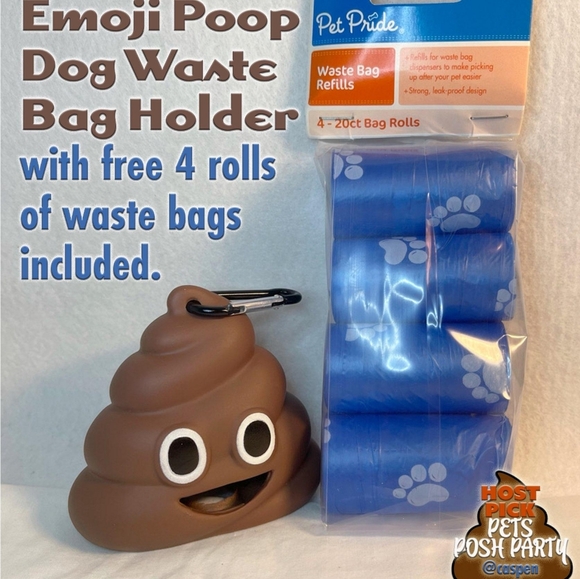 Boutique Other - Emoji Poop Dog Waste Container & 80 Waste Bags
